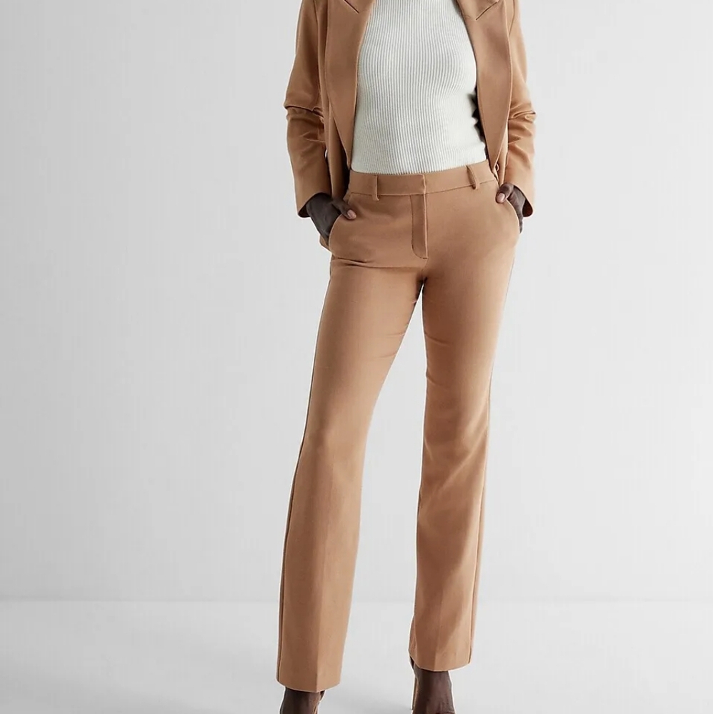 NEW EXPRESS PECAN EDITOR MID RISE BOOTCUT PANT SZ 4R